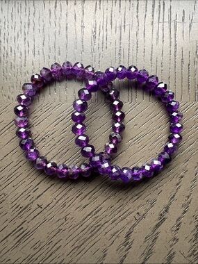 ( ONE ) HQ Faceted Brazilian Amethyst bracelet 6.5-6.75’